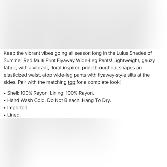 Lulu's Shades of Summer Multi Flyaway Wide Leg‎ Pant Size Large - Picture 6 of 6